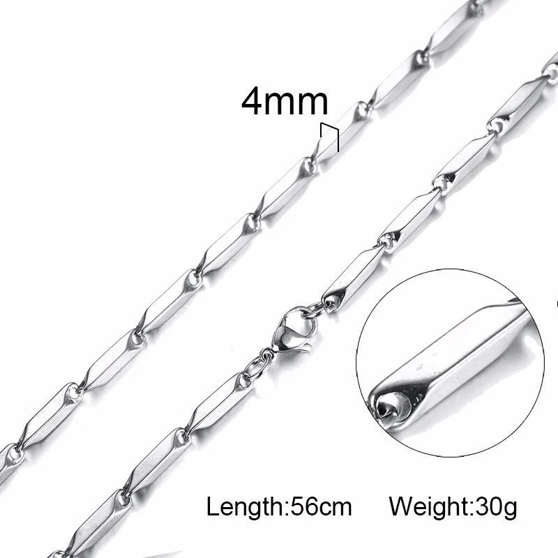 Men Chain Necklace for Men Women Stainless Steel Wheat Cuba Snake Box Link Necklaces 2-6MM Wide