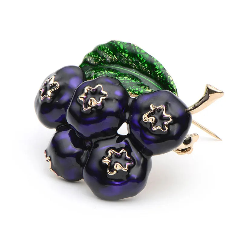 PENDRA Berryblue Purple Enamel Blueberry Brooch