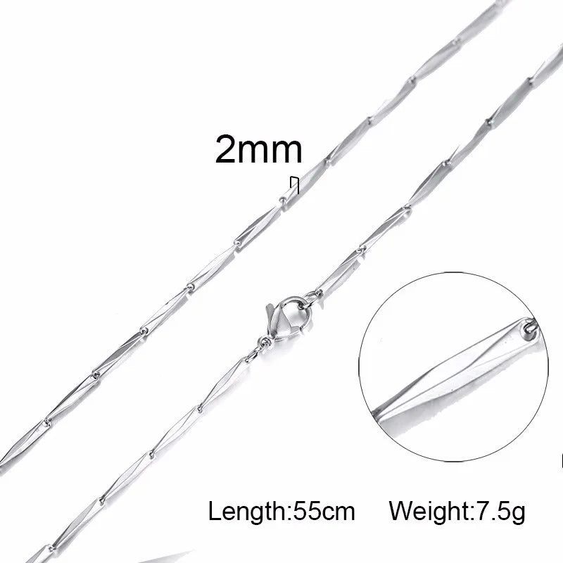 Men Chain Necklace for Men Women Stainless Steel Wheat Cuba Snake Box Link Necklaces 2-6MM Wide