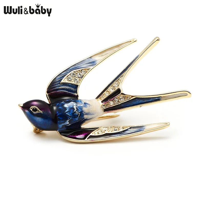 PENDRA Swiftwing Alloy Enamel Swallow Brooch