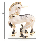 PENDRA White Miracle Lucky Horse Enamel Brooch