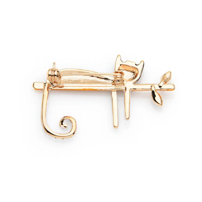 PENDRA Lazy Cat Tree Enamel Brooch