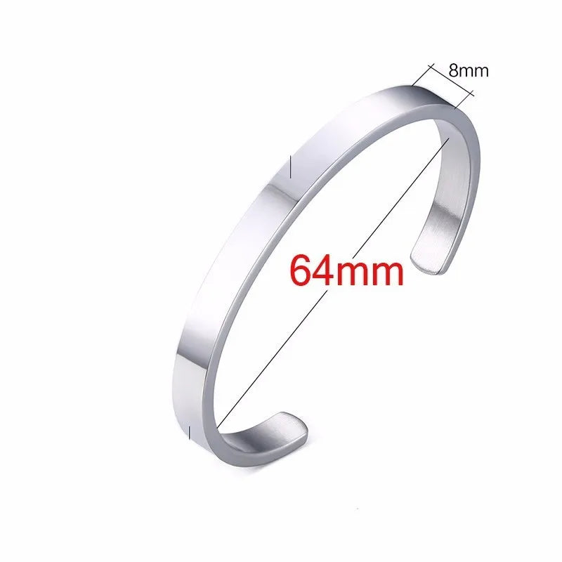 Solid Golden Flat 6mm 8mm Cuff Bangles for Men Bracelet Brackelts Brazalet Bileklik Braslet