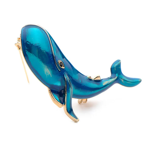 PENDRA Blue Whale Enamel Dolphin Brooch