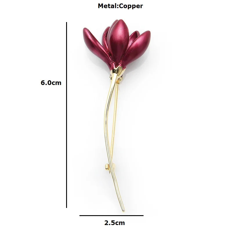 PENDRA Magnolia Hot Pink Enamel Lotus Flower Brooch