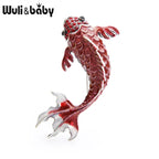 PENDRA Redcrest Rhinestone Carp Fish Brooch