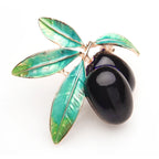 PENDRA Olivetta Purple Enamel Olive Brooch