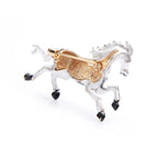 PENDRA White Black Enamel Horse Brooch