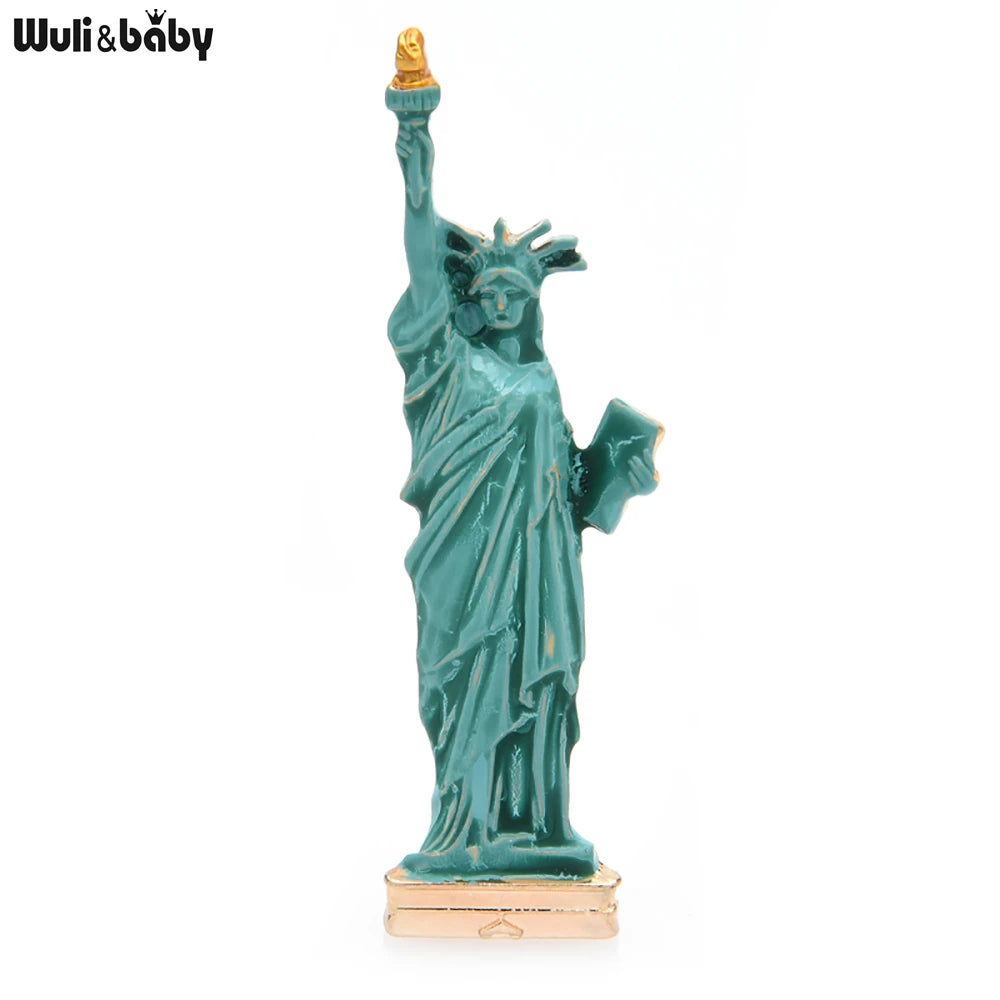 PENDRA Enamel Statue Of Liberty Lady Brooch