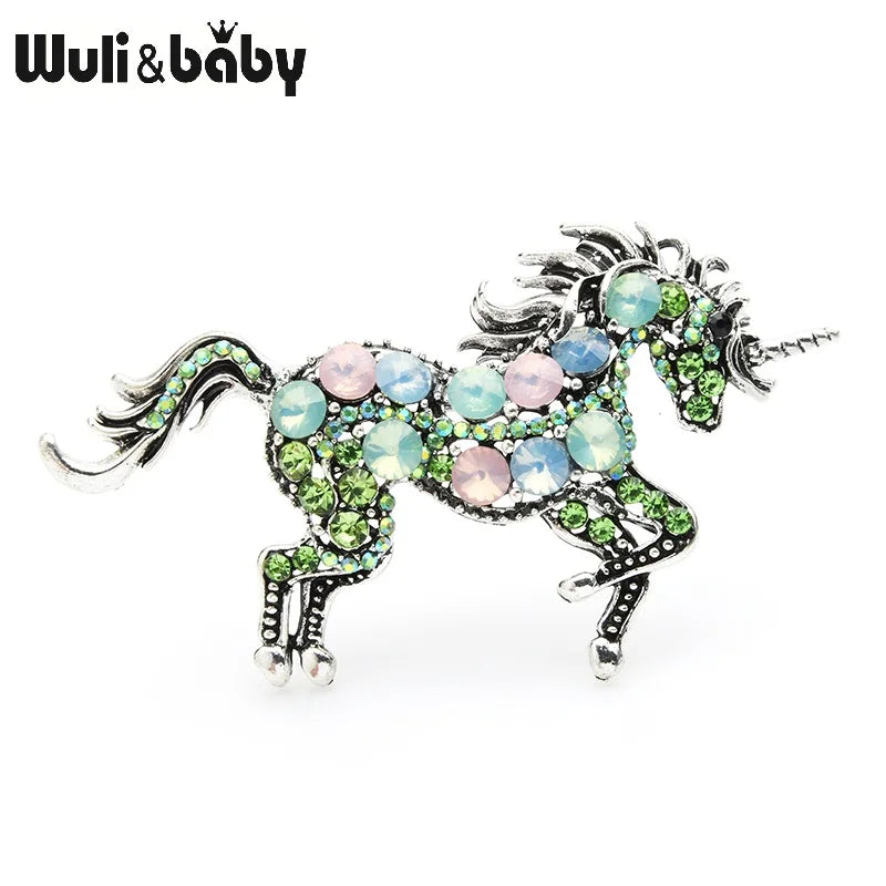 PENDRA Rhinestone Unicorn Brooch