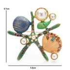 PENDRA Marina Enamel Pearl Starfish Brooch