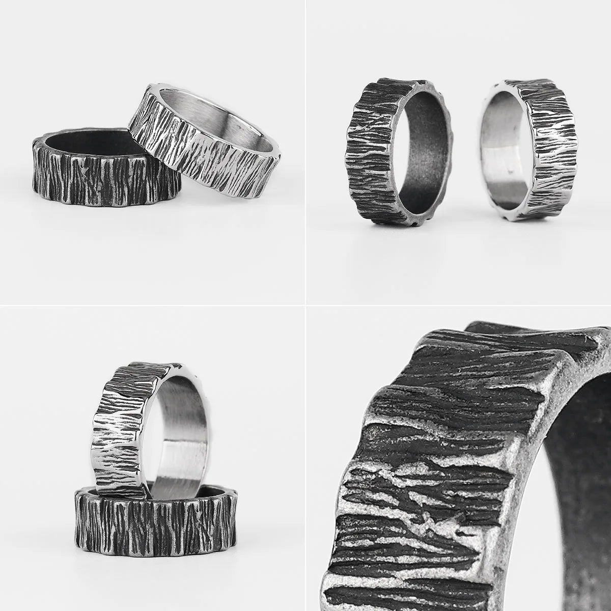PENDRA Black Geometry Charm Ring