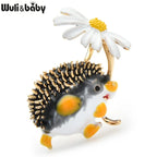 PENDRA Meadow Hedgehog Enamel Animal Brooch