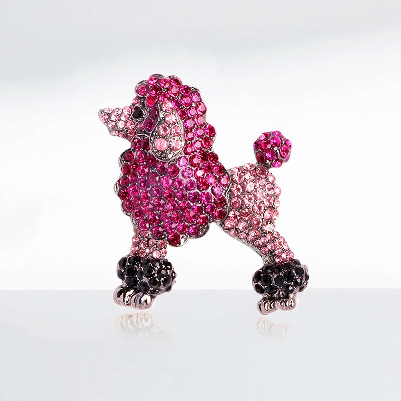 PENDRA Poodleglow 2-Color Rhinestone Poodle Dog Brooch