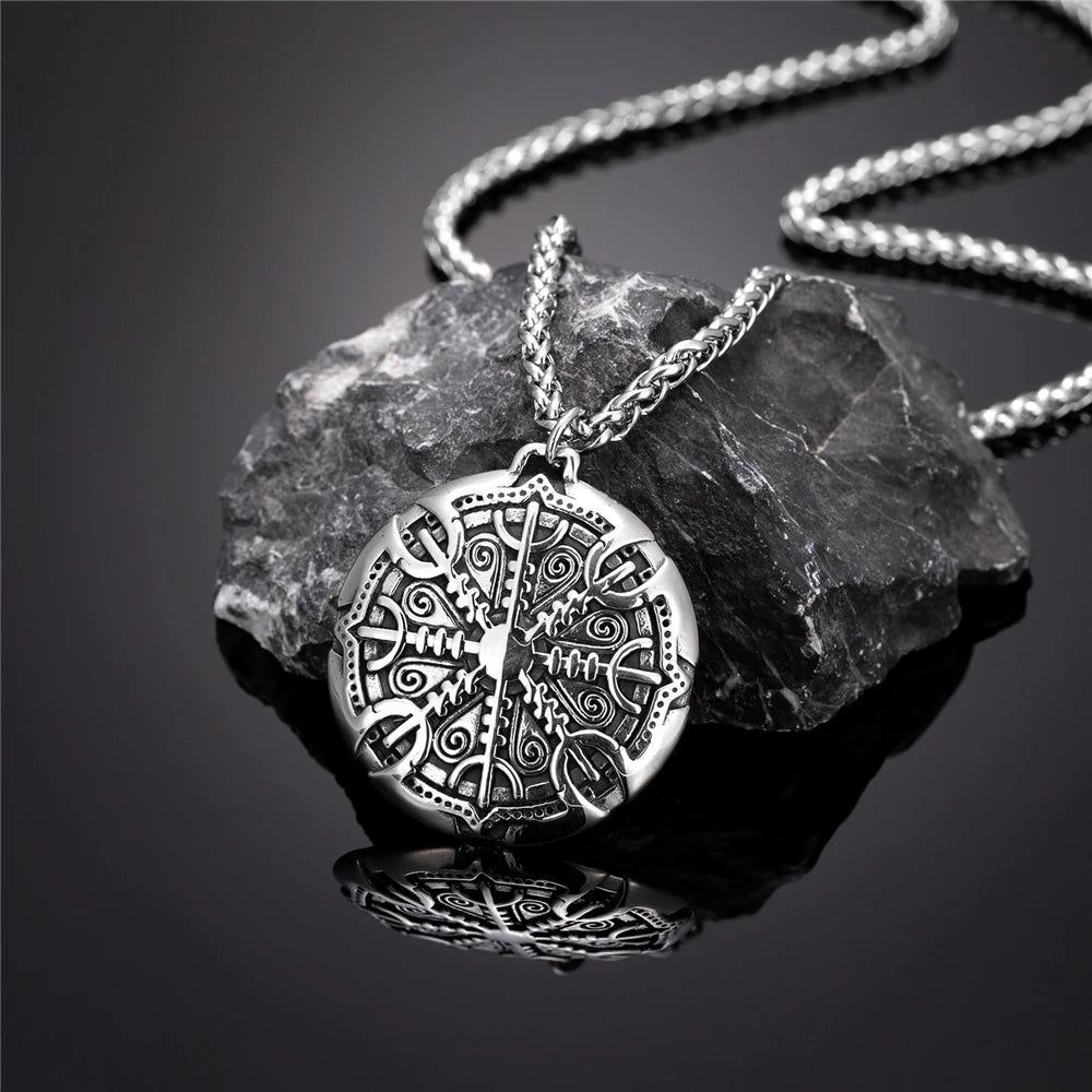 PENDRA Viking Trident Gold Steel Necklace