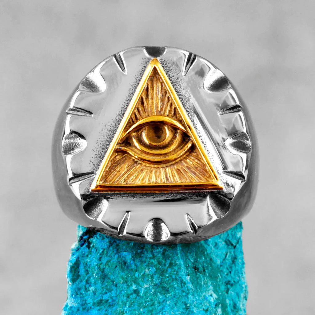 PENDRA Freemason Illuminati Triangle Steel Ring