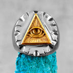 PENDRA Freemason Illuminati Triangle Steel Ring