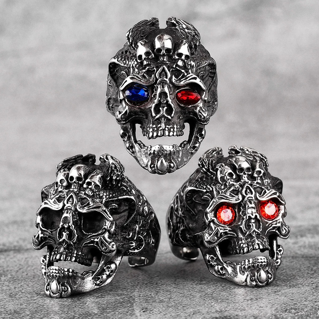 PENDRA Domineering Hades Skull Steel Ring