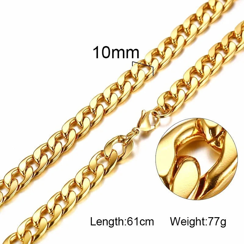 Figaro Necklace Men,Stainless Steel Curb Chain, Man Necklace, 5 to 8mm Link Chain