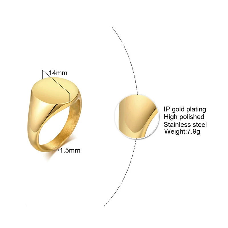 KINGS AND NOBILITY JEWELRY PINKY SIGNET RINGS FOR STYLISH GENTLEMEN ENGRAVABLE RING GIFT FOR HER AND HIM
