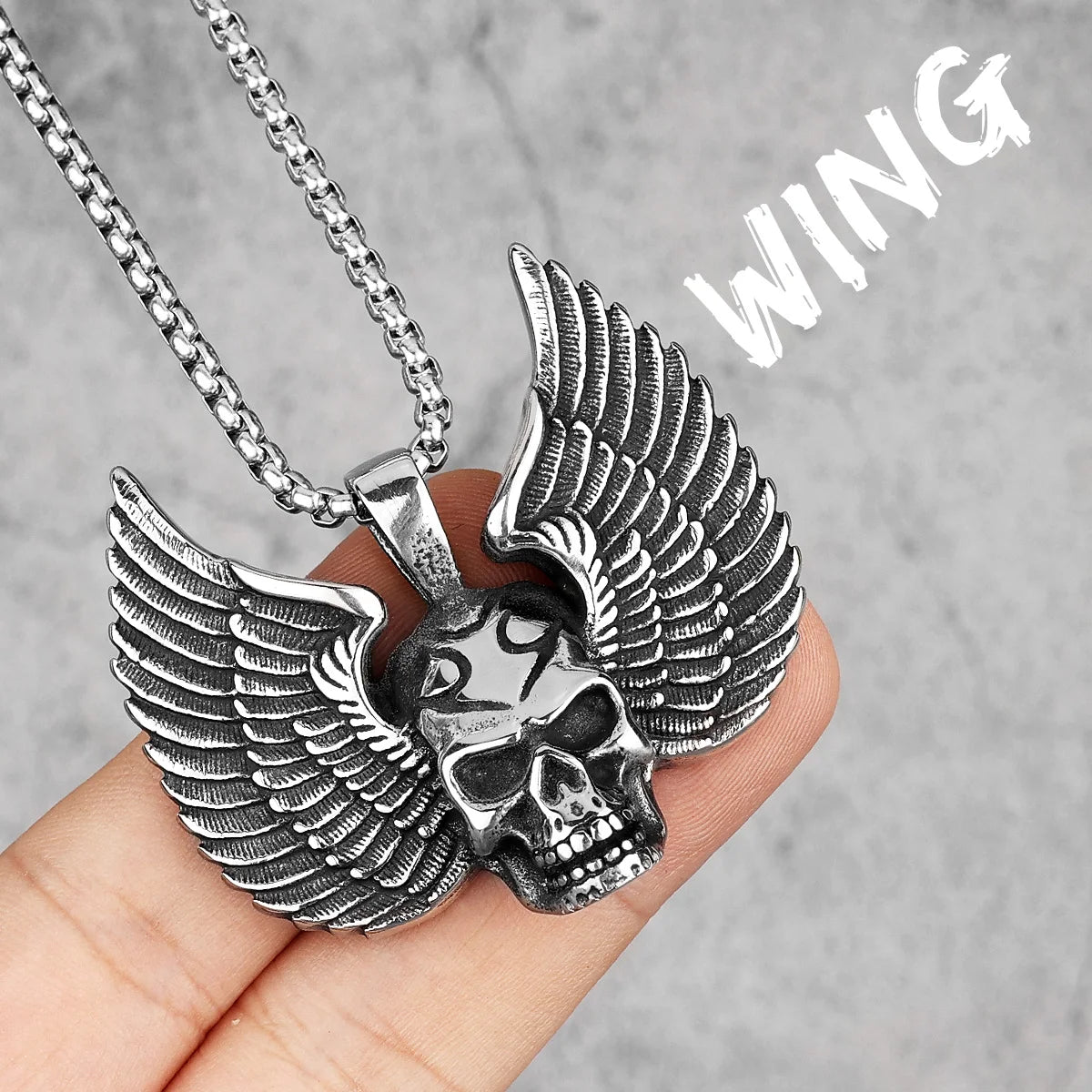 PENDRA Fallen Angel Wings Steel Necklace