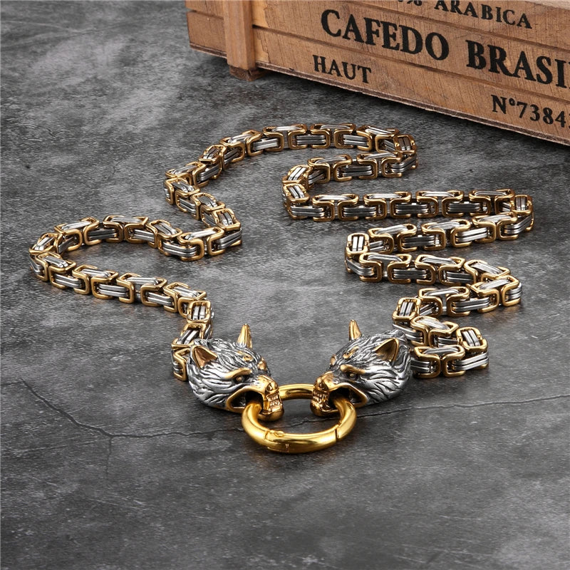PENDRA Wolf Rune Steel Necklace