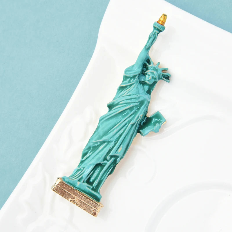 PENDRA Enamel Statue Of Liberty Lady Brooch