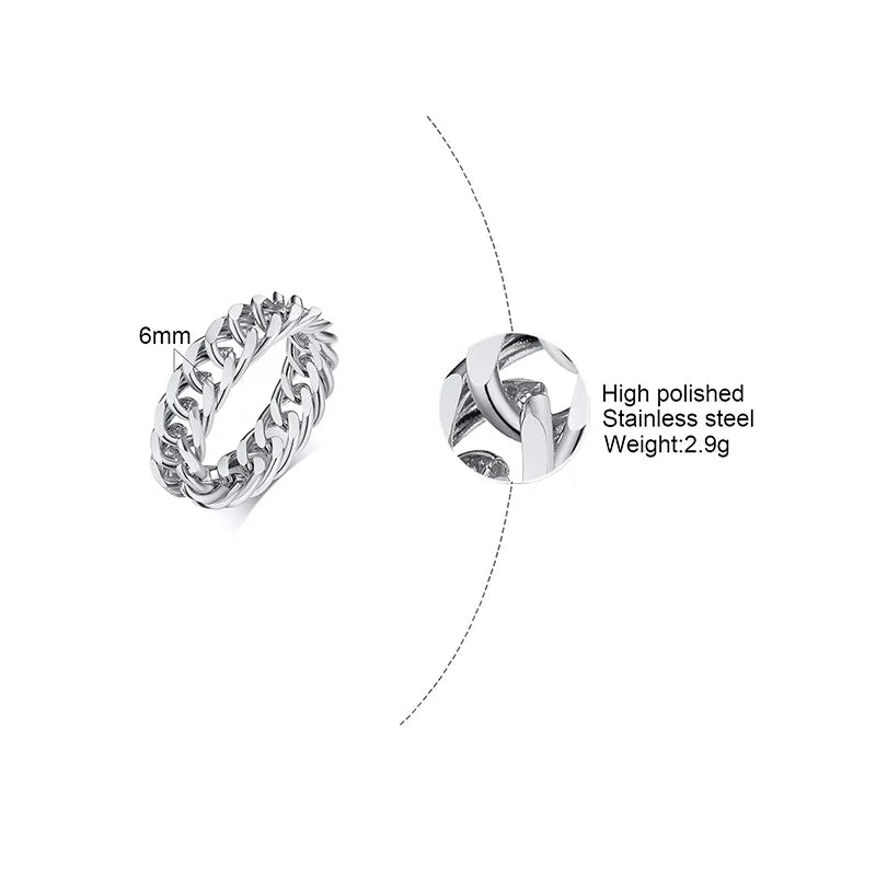 PENDRA Miami Cuban Curb Steel Ring