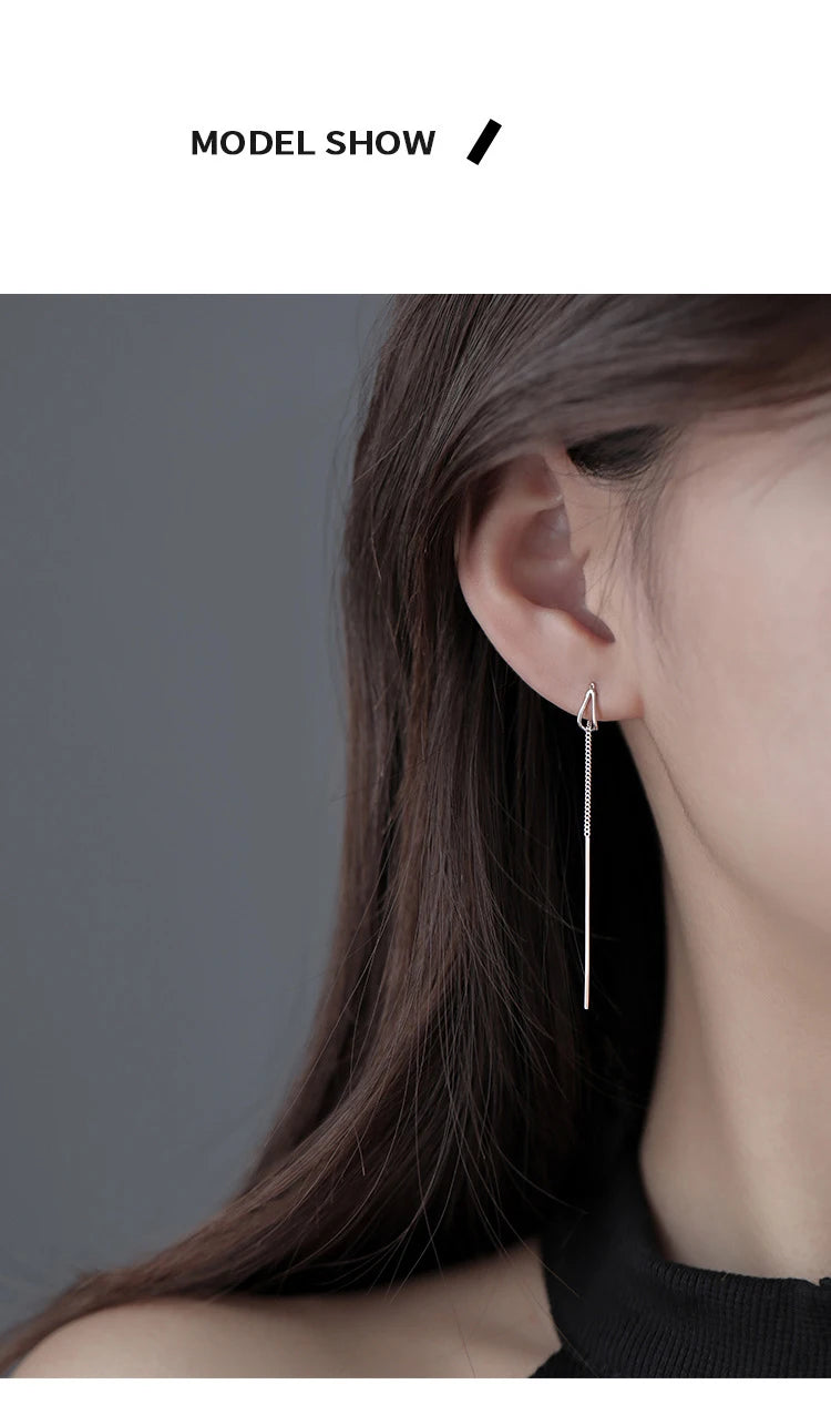 PENDRA Silver Tassel Chain Earrings