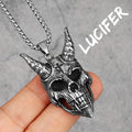 Fallen Angel Lucifer Cross Stainless Steel Men Necklaces Pendant Chain Punk for Boyfriend Male Jewelry Creativity Gift Wholesale