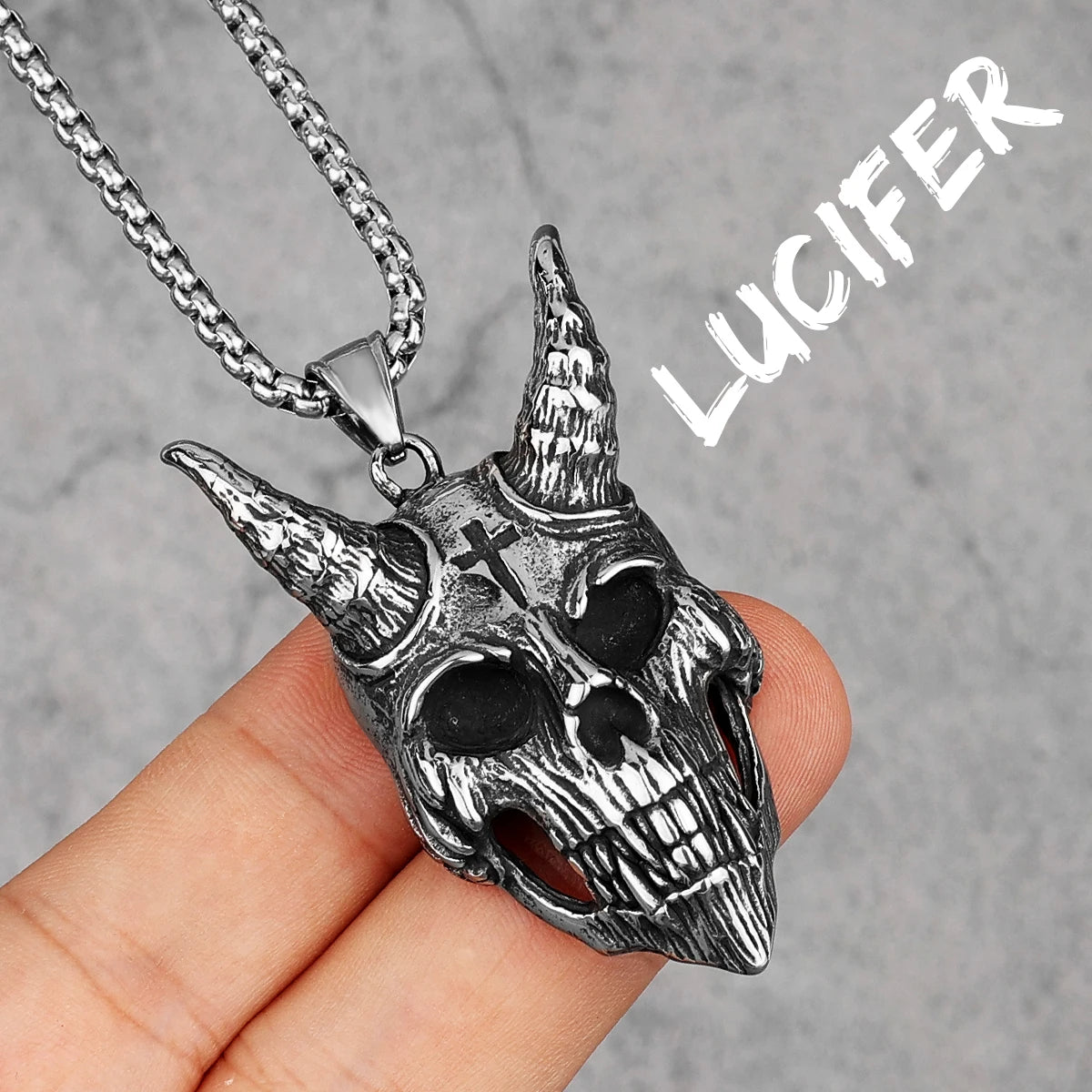 Fallen Angel Lucifer Cross Stainless Steel Men Necklaces Pendant Chain Punk for Boyfriend Male Jewelry Creativity Gift Wholesale