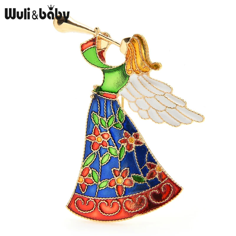 PENDRA Beauty Blow Horn Angel Brooch