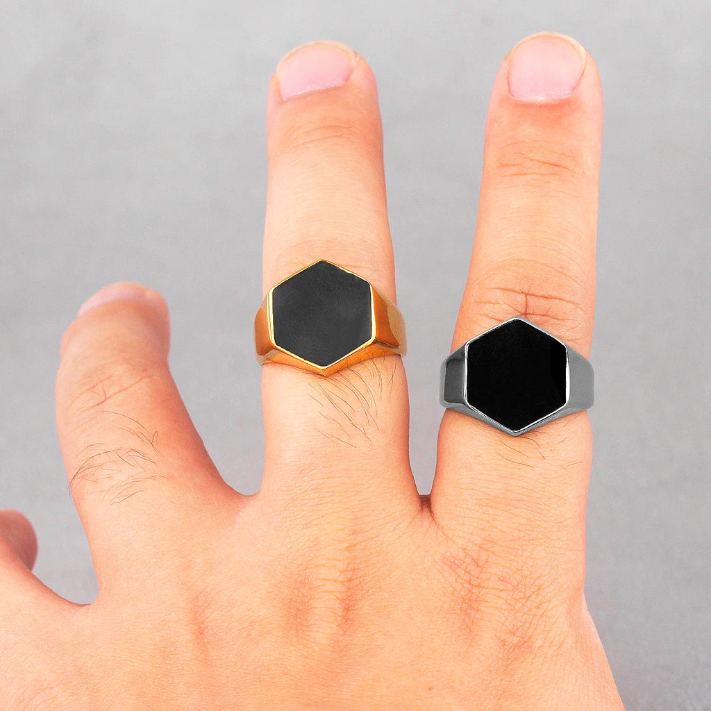 PENDRA Hexagon Rhombus Boyfriend Steel Ring