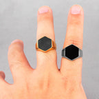 PENDRA Hexagon Rhombus Boyfriend Steel Ring
