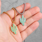 Trendy Cactus INS Style Stainless Steel Men Women Necklaces Pendants Chain for Boy Girlfriend Jewelry Creativity Gift Wholesale