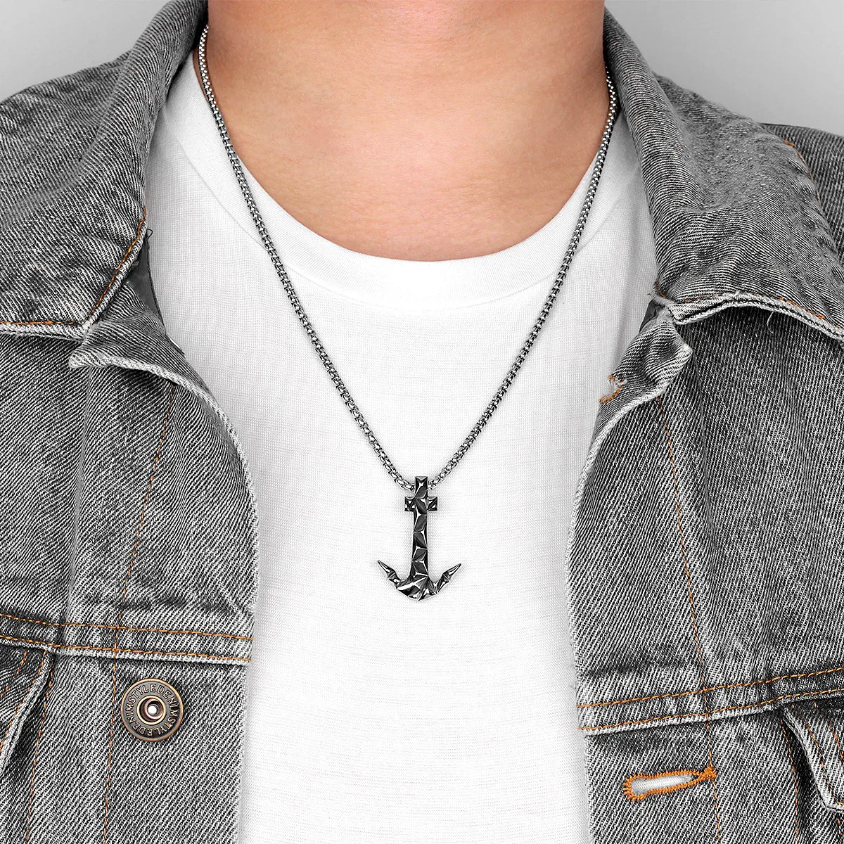 PENDRA Cutting Anchor Boyfriend Steel Necklace