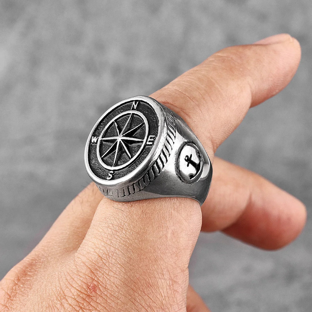 PENDRA Navigator Compass Sailor Steel Ring