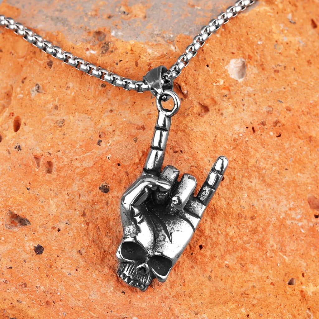 PENDRA Death Rock Gesture Steel Necklace
