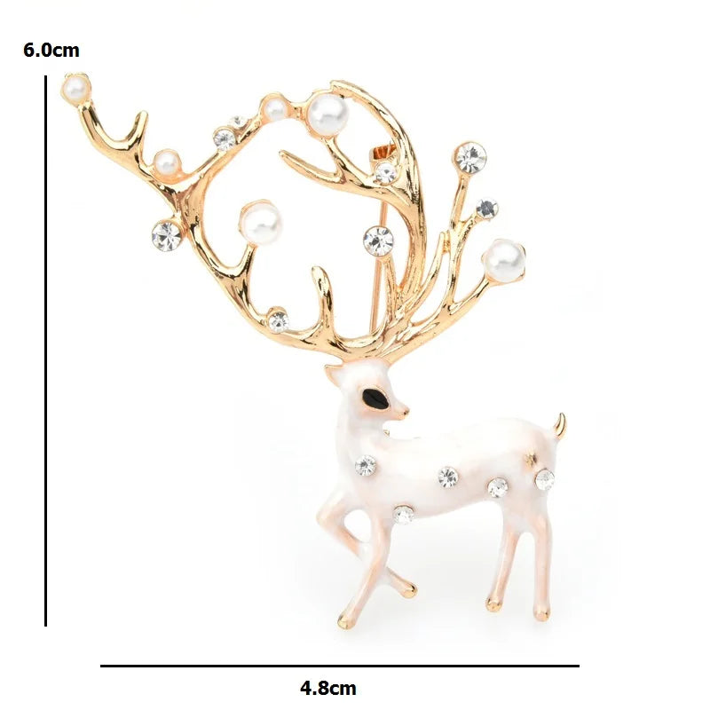 PENDRA Red Brown Enamel Deer Brooch