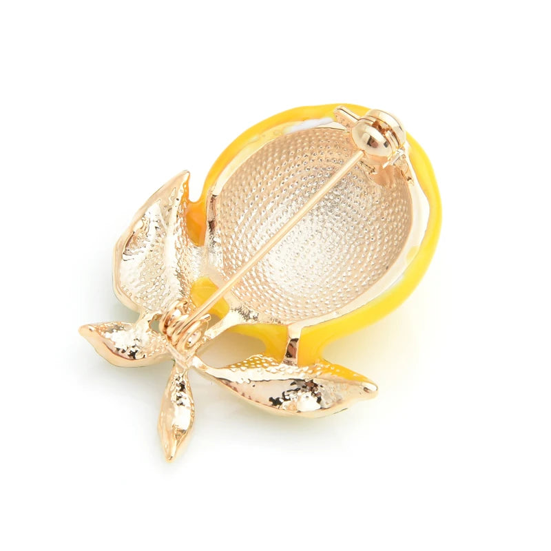 PENDRA Lemonelle Enamel Yellow Lemon Brooch