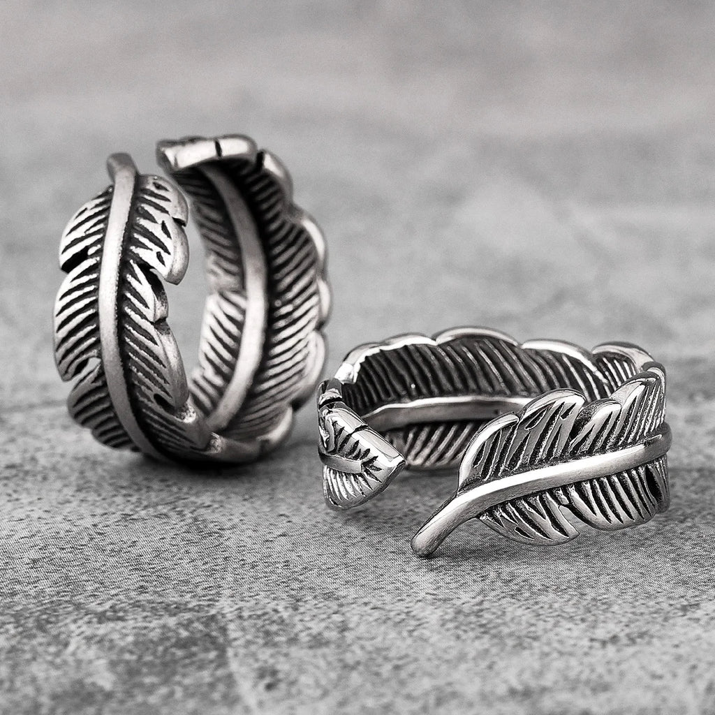 PENDRA Eagle Bird Feather Steel Ring