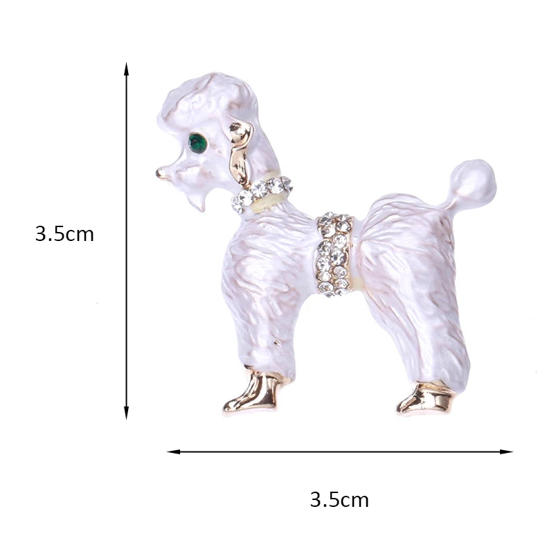 Wuli&baby Cute Curly Hair Dog Brooches For Women Unisex 2-color Enamel Poodle Animal Pets Brooch Pin Gifts