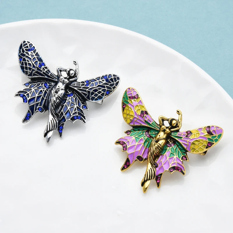 PENDRA Enamel Butterfly Fairy Brooch