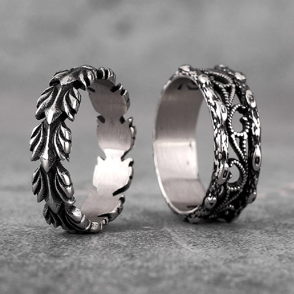 PENDRA Lucky Olive Branch Steel Ring