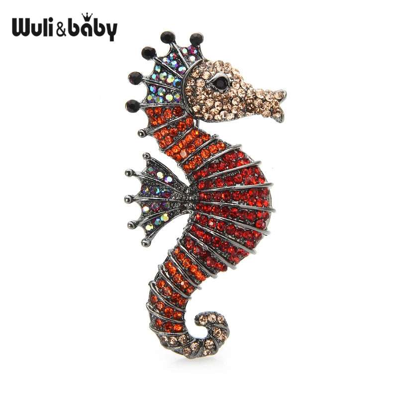 PENDRA Marina Rhinestone Seahorse Brooch