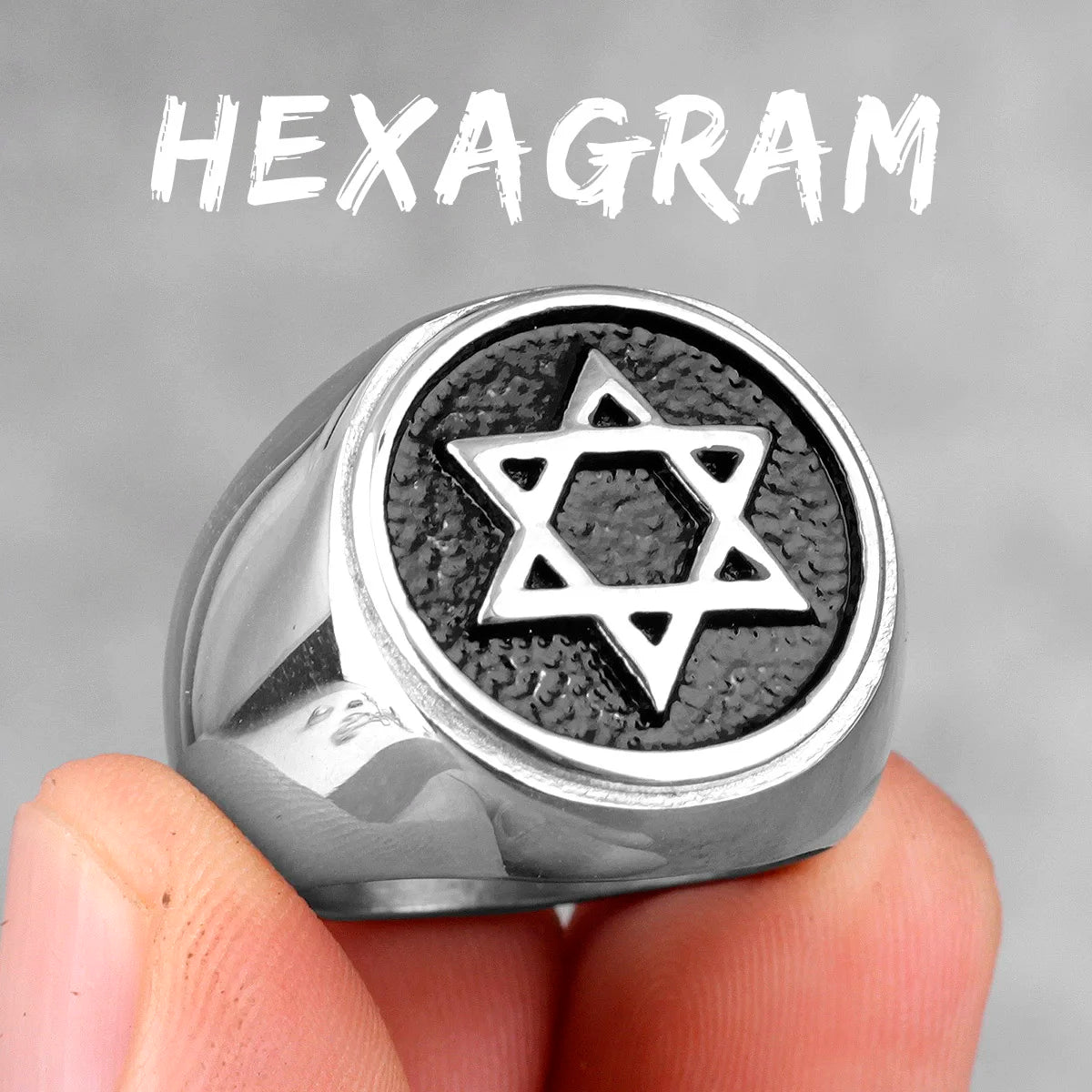 PENDRA Judaism Hexagram Star Steel Ring