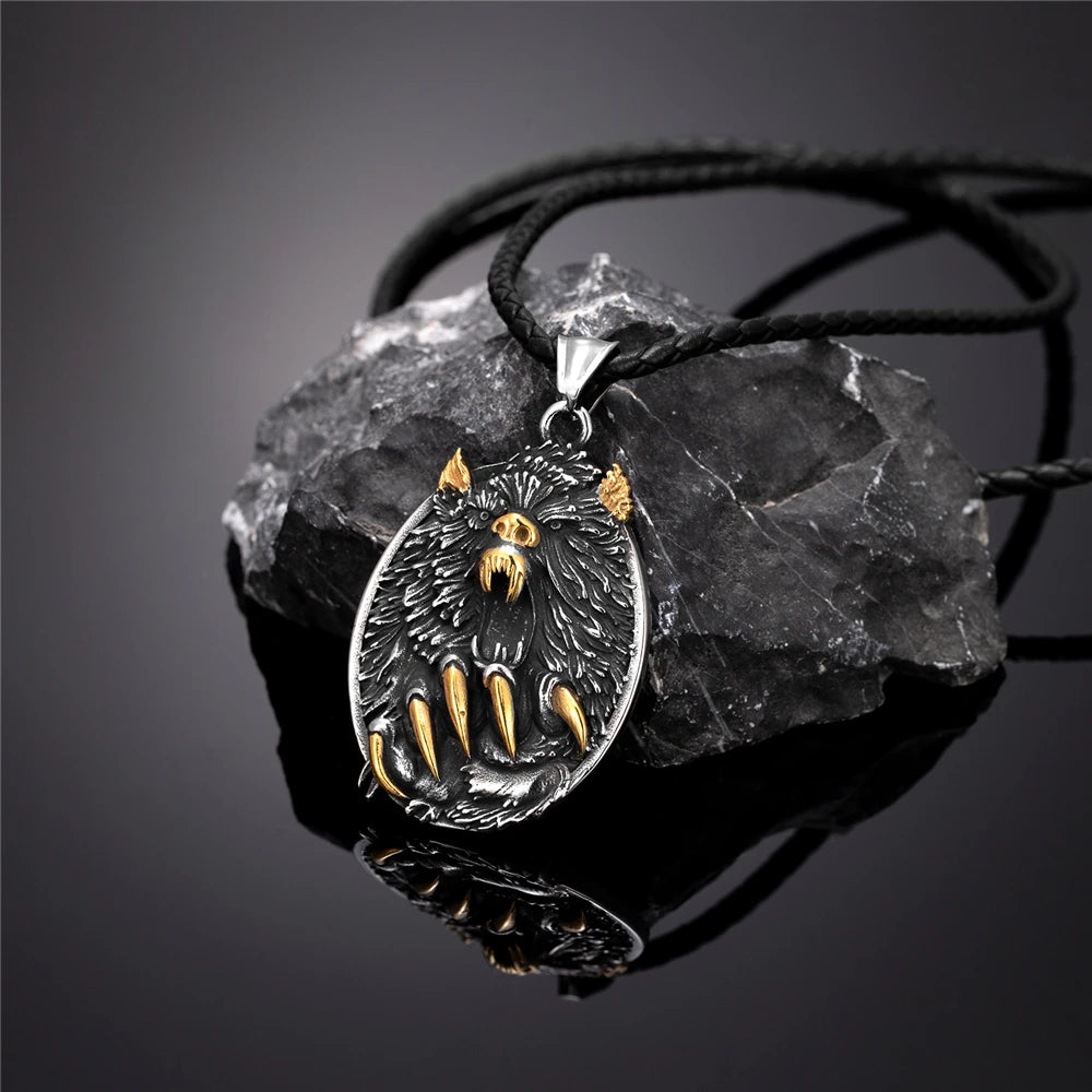 PENDRA Wolf Gold Celtic Necklace