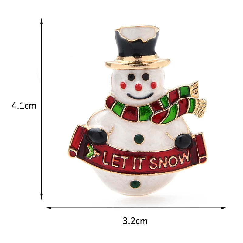 PENDRA Enamel Happy Snowman Brooch