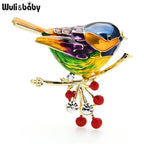 PENDRA Scarlet Bird Multicolor Enamel Brooch