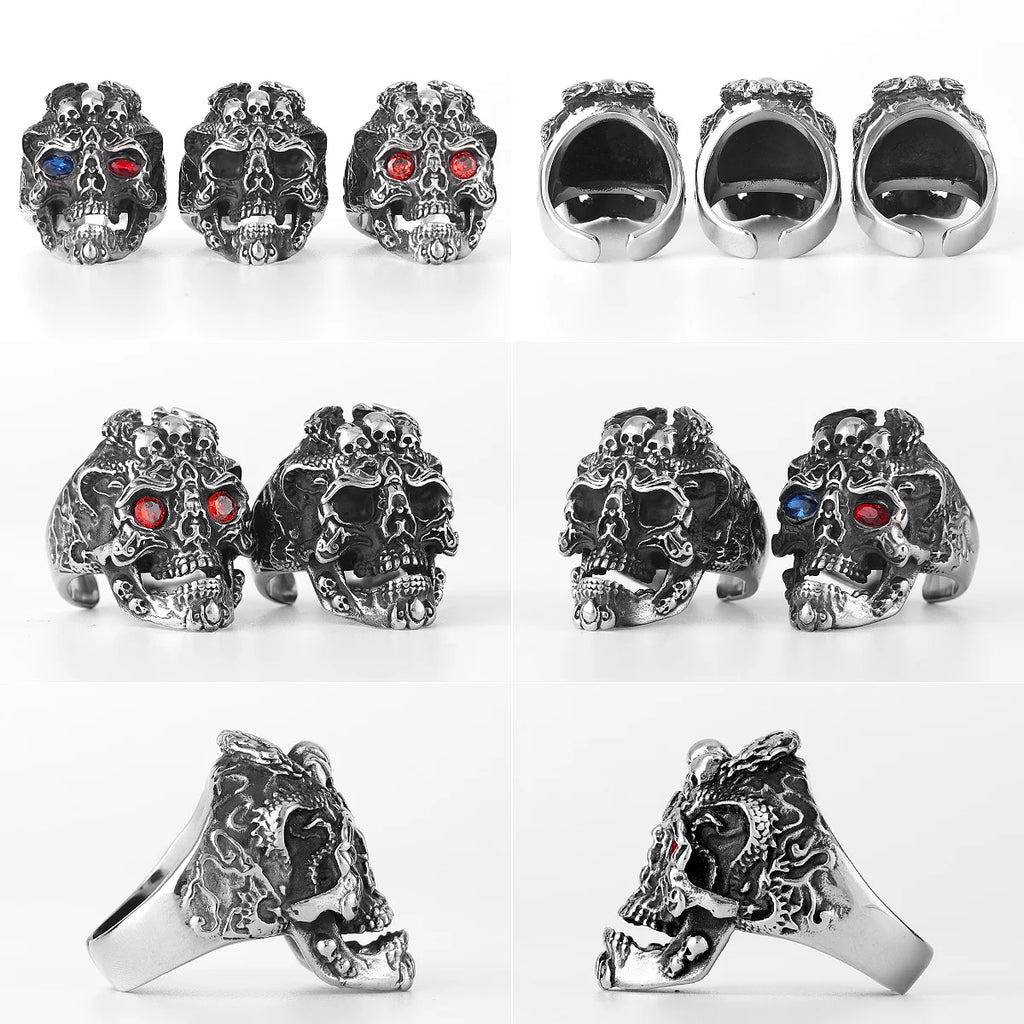 PENDRA Domineering Hades Skull Steel Ring